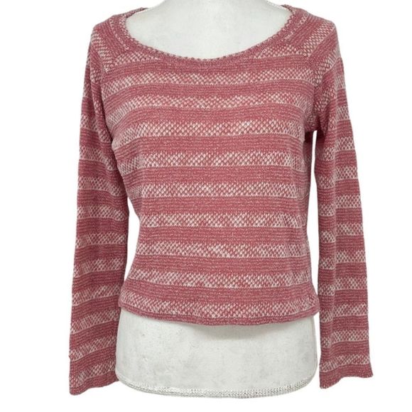 Splendid Pink & White Striped Loose Knit Sweater - Picture 1 of 10